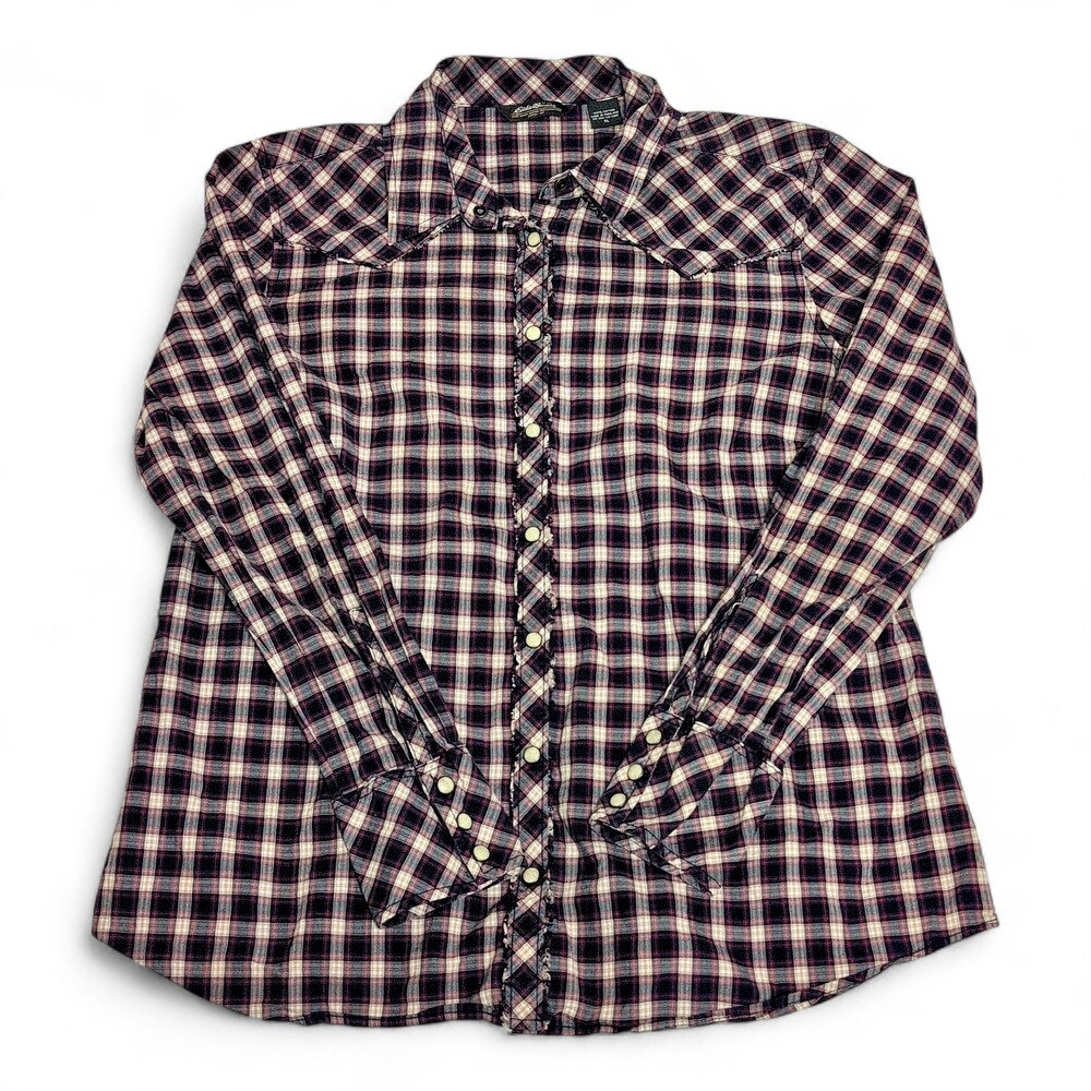 Eddie Bauer Purple Plaid Button-Down Shirt XL